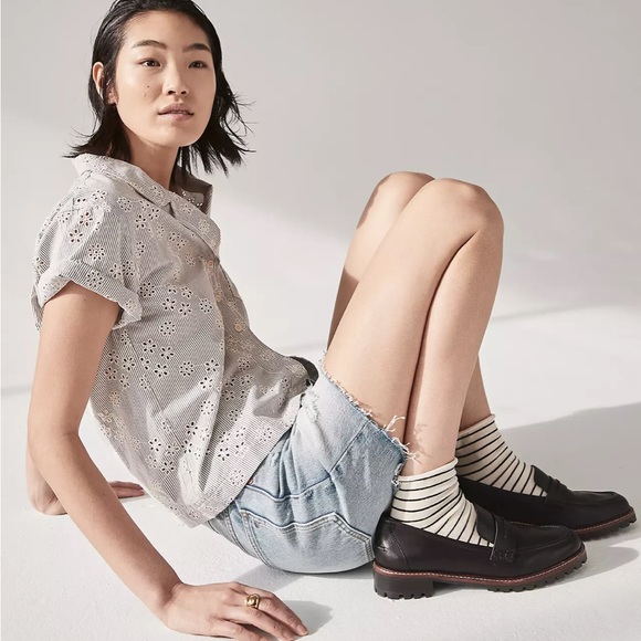 Madewell Black Leather Lug Sole Penny Loafers - Picture 3 of 5
